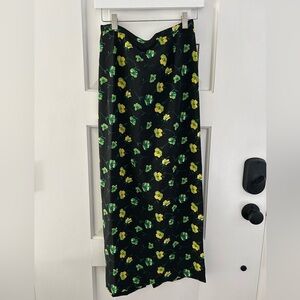 Vintage Black Floral Midi Skirt Whimsigoth Cottagecore
